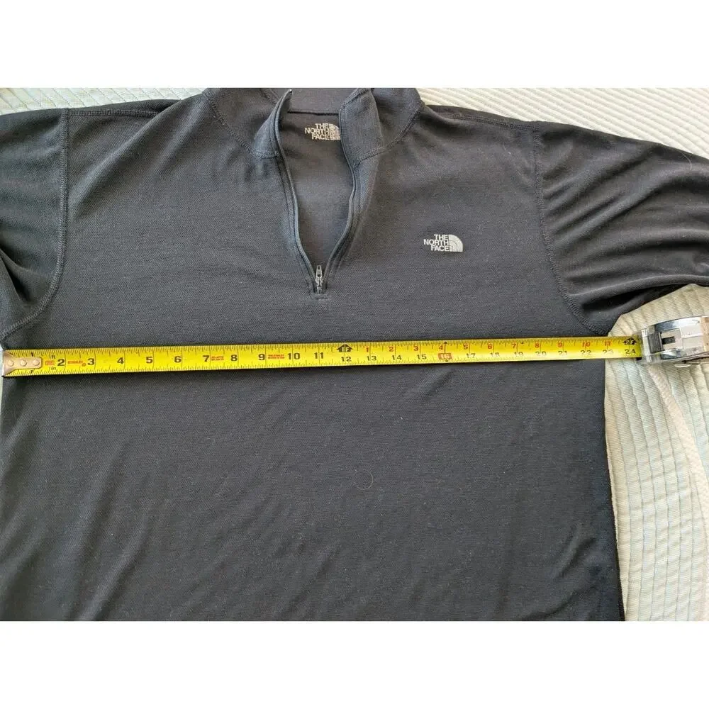 North Face Mens Size Large Black 1/4 Zip Long Sleeve Pullover Outdoor Hiking